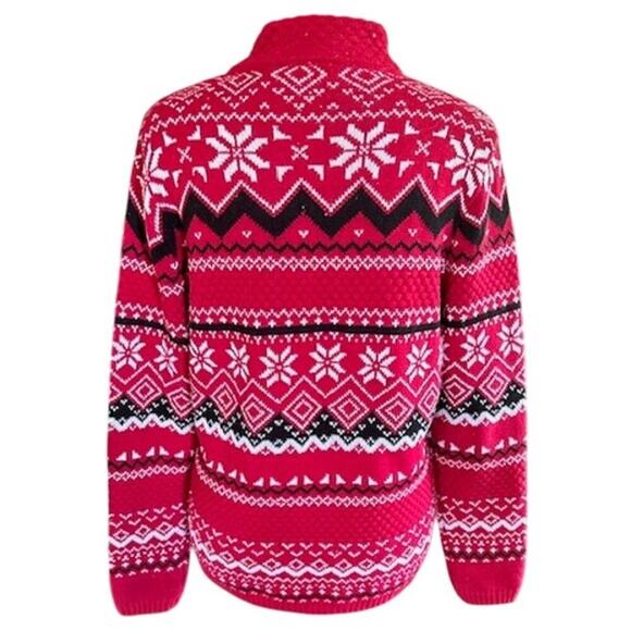 Y2K Breckenridge Petite Red Fair Isle Zip Cardigan Sweater – PL - Picture 5 of 8